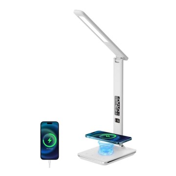 Brilagi - LED dæmpbar bordlampe med trådløs QI-opladning og USB REGINA LED/8,5W/230V hvid