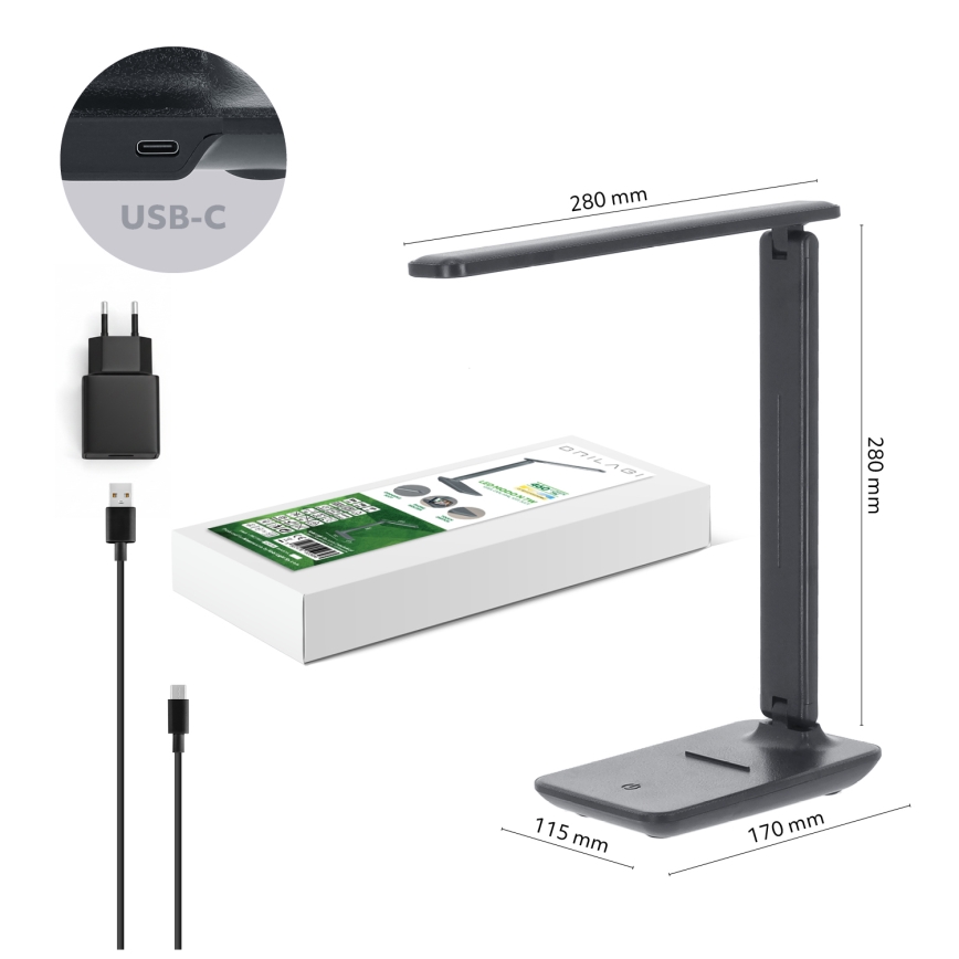 Brilagi - VARIO LED-dæmpbar bordlampe LED/7W/230V 3000/4000/6500K antracit