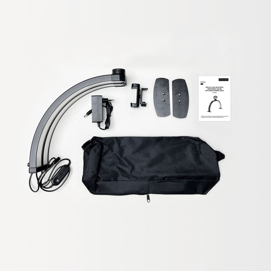 Brilagi - LED dæmpbar buet bordlampe med holder RADIO LED/25W/24/230V 3000/4000/6500K sort
