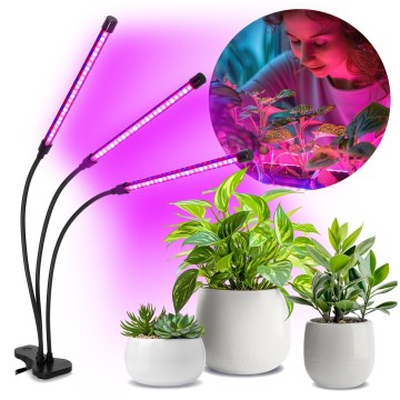 Brilagi - LED Dæmpbar fleksibel bordlampe med klemme til plantevækst VITABLOOM 3xLED/10W/230V sort