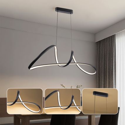 Brilagi - LED dæmpbar pendel på kabel TWISTER LED/60W/230V 3000-6000K sort + fjernbetjening