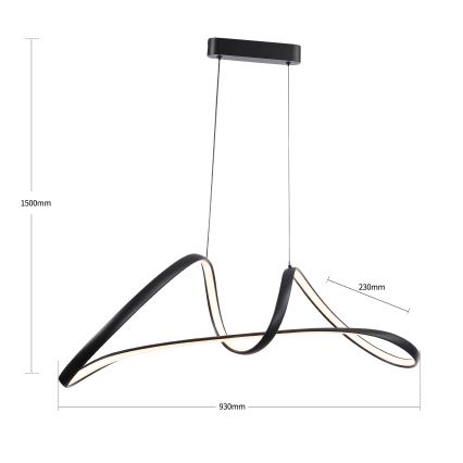 Brilagi - LED dæmpbar pendel på kabel TWISTER LED/60W/230V 3000-6000K sort + fjernbetjening