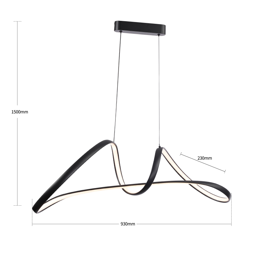 Brilagi - LED dæmpbar pendel på kabel TWISTER LED/60W/230V 3000-6000K sort + fjernbetjening