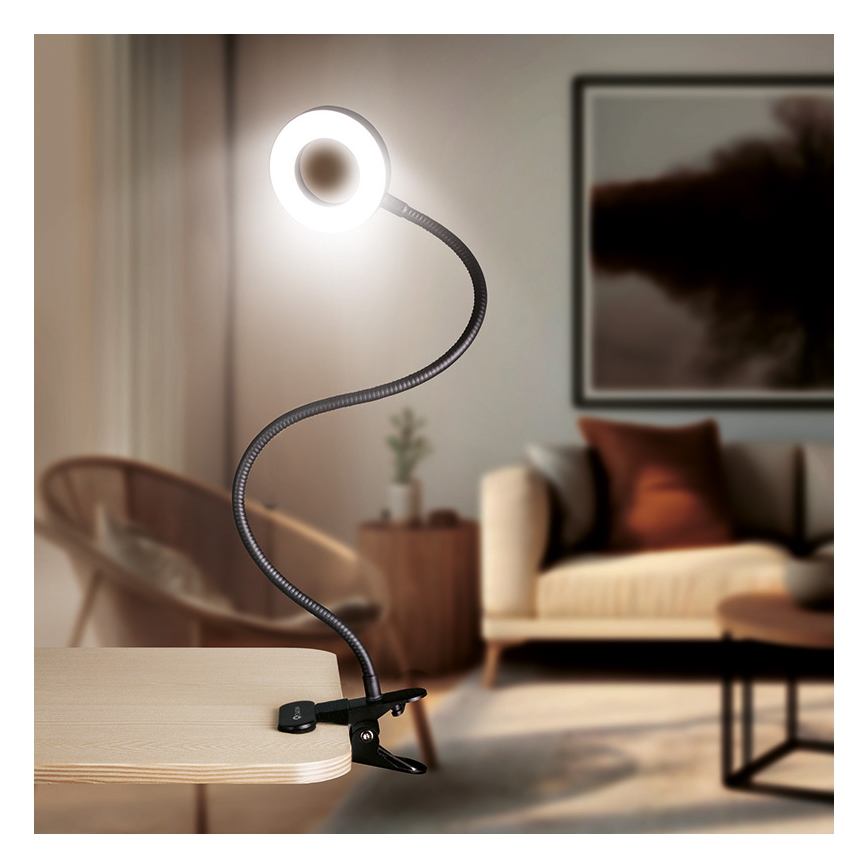 Brilagi -LED Dæmpbar lampe med klemme ORBELA LED/8W/5V 3000/4000/5000K sort