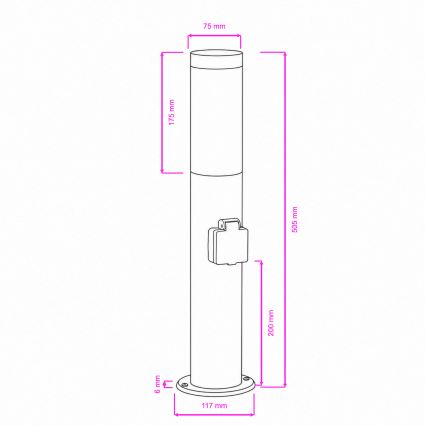 BRILAGI - LED-dæmpbar udendørslampe med stikkontakt ELIA 1xE27/6W/230V 2700-6500K IP44 Wi-Fi 50 cm mat krom