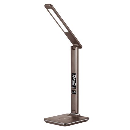 Brilagi - Dæmpbar LED-bordlampe med trådløs QI-opladning og USB REGINA LED/8,5W/230V brun