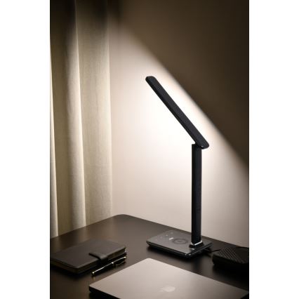 Brilagi - LED dæmpbar bordlampe med trådløs QI-opladning og USB REGINA LED/8,5W/230V sort