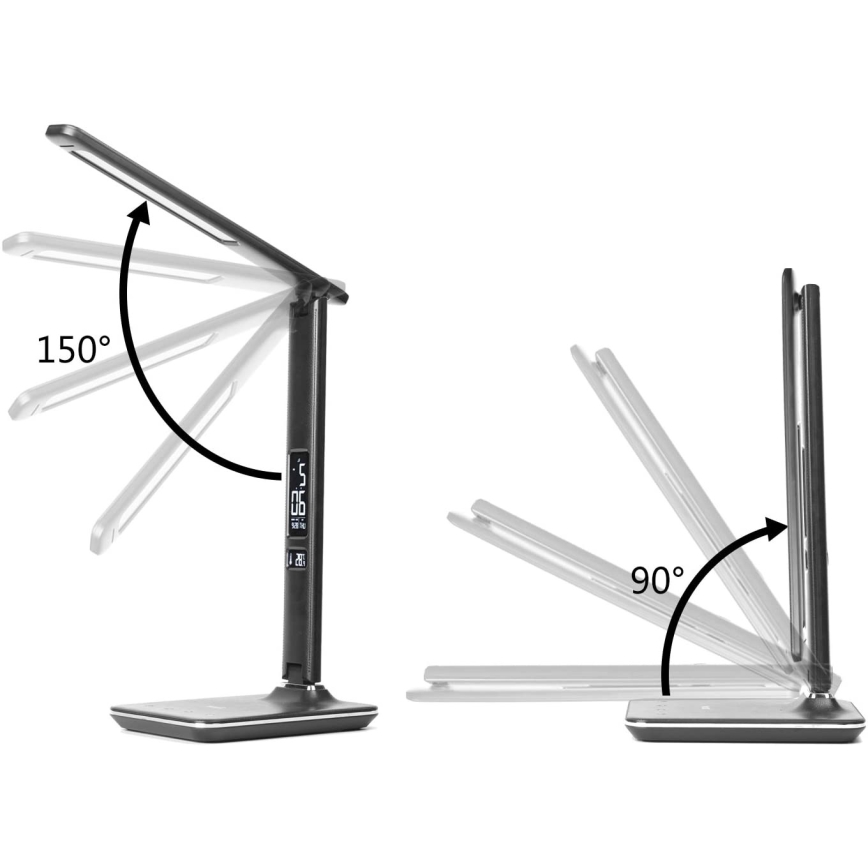 Brilagi - LED dæmpbar bordlampe med trådløs QI-opladning og USB REGINA LED/8,5W/230V sort