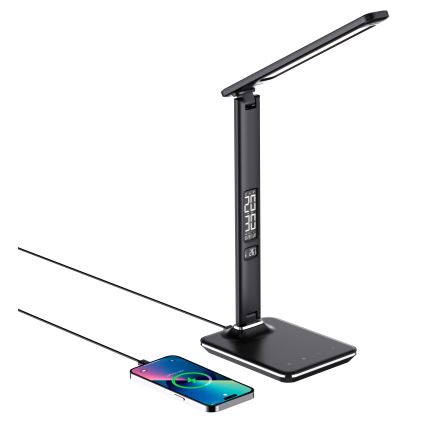 Brilagi - LED dæmpbar bordlampe med trådløs QI-opladning og USB REGINA LED/8,5W/230V sort