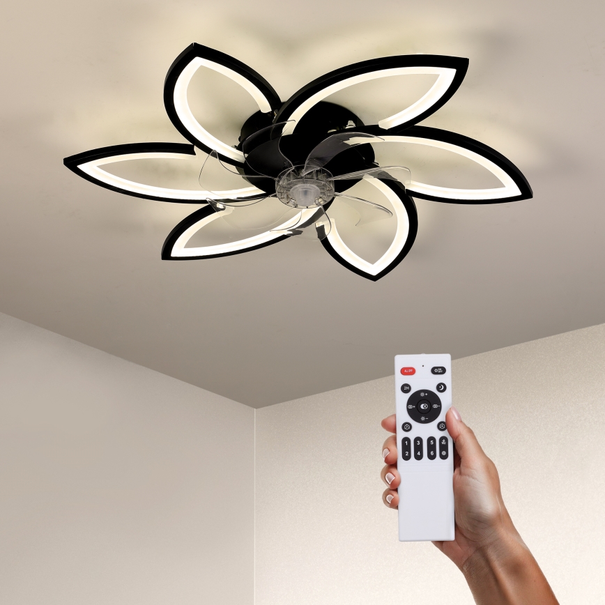 Brilagi - LED dæmpbar loftlampe med ventilator LED/50W/230V 3000-6500K sort + fjernbetjening