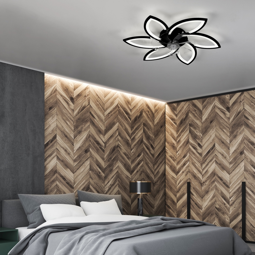 Brilagi - LED dæmpbar loftlampe med ventilator LED/50W/230V 3000-6500K sort + fjernbetjening