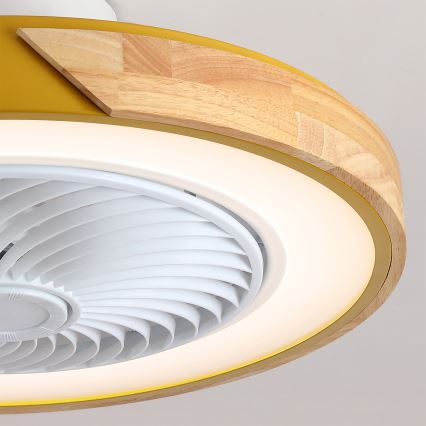 Brilagi - Dæmpbar LED-loftlampe med ventilator, LED 38 W, 230 V, 3000–6500 K, Ø 50 cm, guld/eg, med fjernbetjening