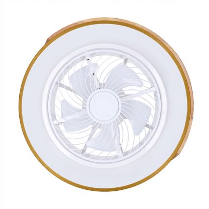 Brilagi - Dæmpbar LED-loftlampe med ventilator, LED 38 W, 230 V, 3000–6500 K, Ø 50 cm, guld/eg, med fjernbetjening