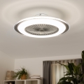 Brilagi - LED Dæmpbar lampe med ventilator RONDA LED/48W/230V 3000-6000K sølv + fjernbetjening