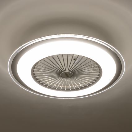 Brilagi - LED Dæmpbar lampe med ventilator RONDA LED/48W/230V 3000-6000K sølv + fjernbetjening