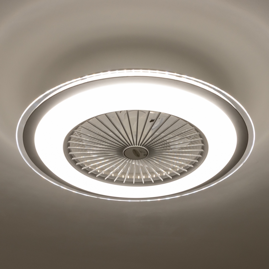 Brilagi - LED Dæmpbar lampe med ventilator RONDA LED/48W/230V 3000-6000K sølv + fjernbetjening