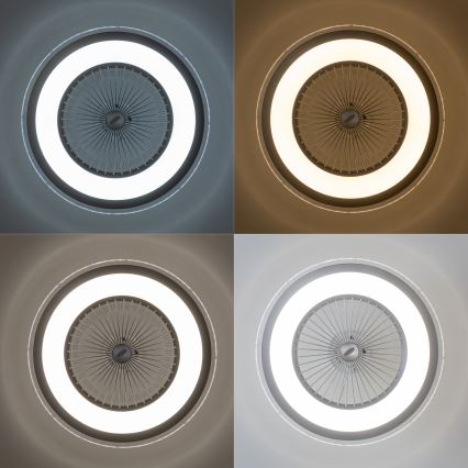 Brilagi - LED Dæmpbar lampe med ventilator RONDA LED/48W/230V 3000-6000K sølv + fjernbetjening