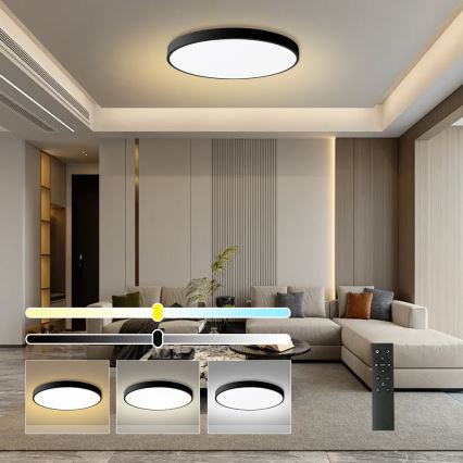 Brilagi - LED Dæmpbar loftlampe POOL SMART LED/128W/230V 3000-6000K 100 cm Wi-Fi Tuya sort + fjernbetjening