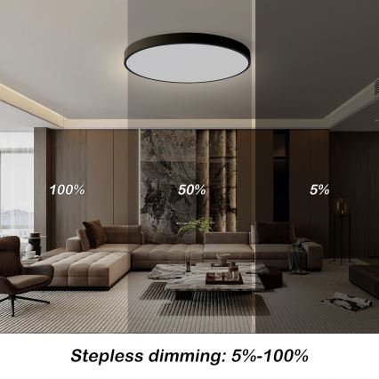 Brilagi - LED Dæmpbar loftlampe POOL SMART LED/128W/230V 3000-6000K 100 cm Wi-Fi Tuya sort + fjernbetjening