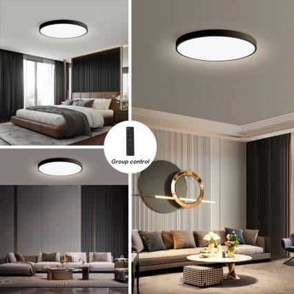 Brilagi - LED Dæmpbar loftlampe POOL SMART LED/128W/230V 3000-6000K 100 cm Wi-Fi Tuya sort + fjernbetjening