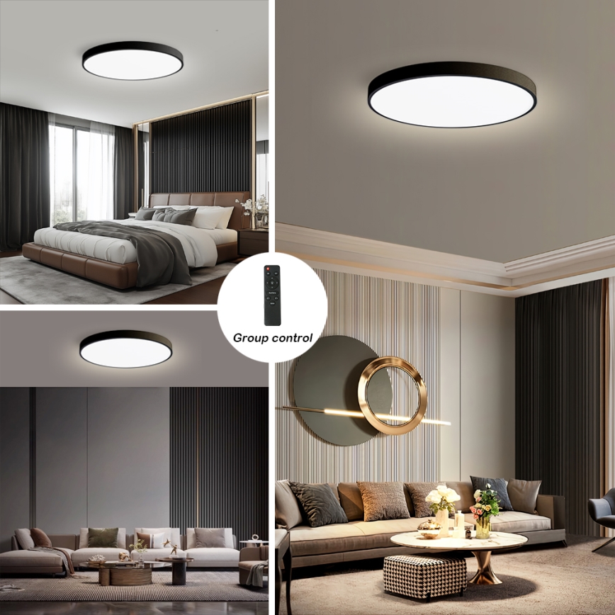 Brilagi - LED Dæmpbar loftlampe POOL SMART LED/128W/230V 3000-6000K 100 cm Wi-Fi Tuya sort + fjernbetjening