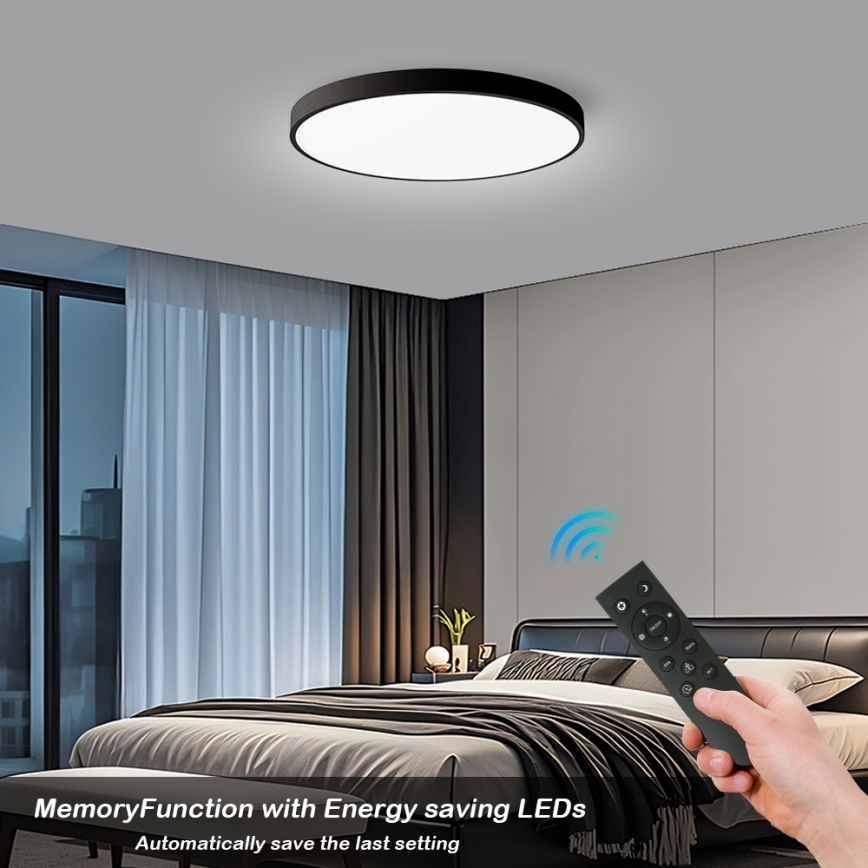 Brilagi - LED Dæmpbar loftlampe POOL SMART LED/128W/230V 3000-6000K 100 cm Wi-Fi Tuya sort + fjernbetjening