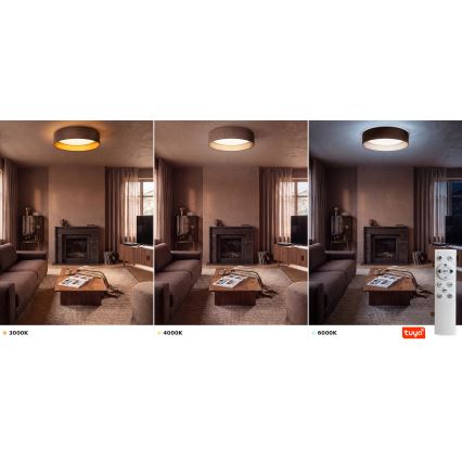 Brilagi - LED dæmpbar loftlampe VELVET SMARTIX STARS LED/36W/230V 3000-6000K Ø 55 cm brun/guld Wi-Fi Tuya Beacon + fjernbetjening
