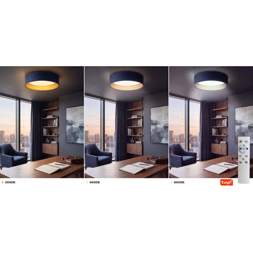 Brilagi - LED dæmpbar loftlampe VELVET SMARTIX LED/36W/230V 3000-6000K Ø 55 cm blå/guld Wi-Fi Tuya Beacon + fjernbetjening