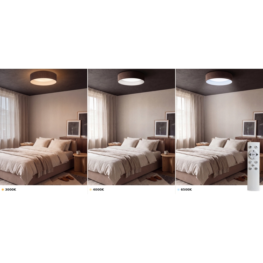 Brilagi - LED-dæmpbar loftlampe VELVET SMART VARI LED/36W/230V 3000-6500K Ø 55 cm brun + fjernbetjening