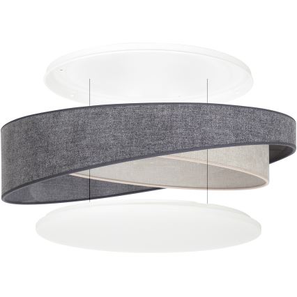 BRILAGI - Dæmpbar loftlampe VELVET TWIST LED/36W/230V 3000-6000K Ø 65 cm Wi-Fi Tuya Beacon grå/cremefarvet + fjernbetjening