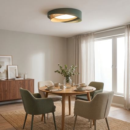 BRILAGI - LED-dæmpbar loftlampe VELVET TWIST LED/36W/230V 3000-6000K Ø 65 cm Wi-Fi Tuya Beacon grøn/beige + fjernbetjening