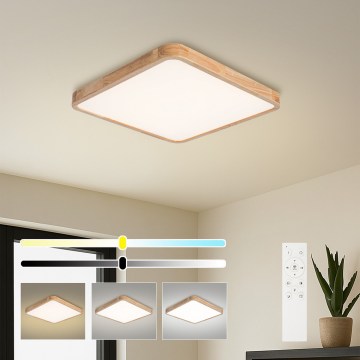 Brilagi - LED dæmpbar loftarmatur WOODLINE SQUARE LED/80W/230V 3000-6000K eg 60x60 cm + fjernbetjening