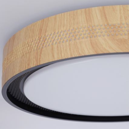 Brilagi - LED dæmpbar loftlampe COCI LED/48W/230V 3000-6500K Ø 39 cm trælook/sort + fjernbetjening