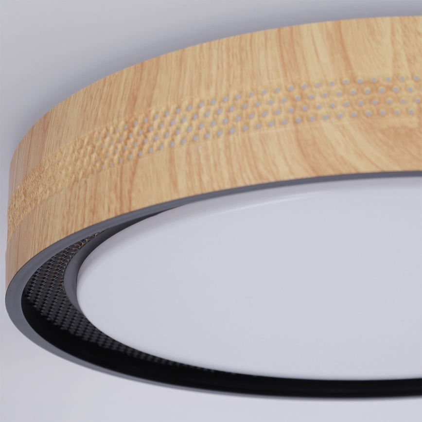 Brilagi - LED dæmpbar loftlampe COCI LED/48W/230V 3000-6500K Ø 39 cm trælook/sort + fjernbetjening