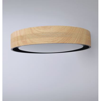 Brilagi - LED dæmpbar loftlampe COCI LED/48W/230V 3000-6500K Ø 39 cm trælook/sort + fjernbetjening