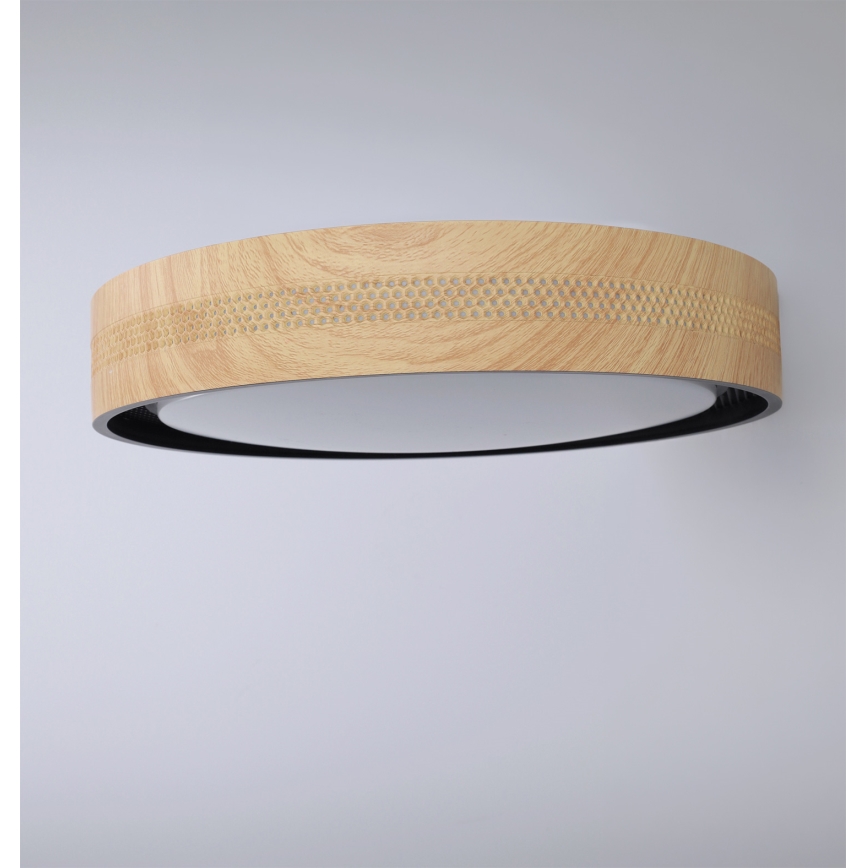 Brilagi - LED dæmpbar loftlampe COCI LED/48W/230V 3000-6500K Ø 39 cm trælook/sort + fjernbetjening