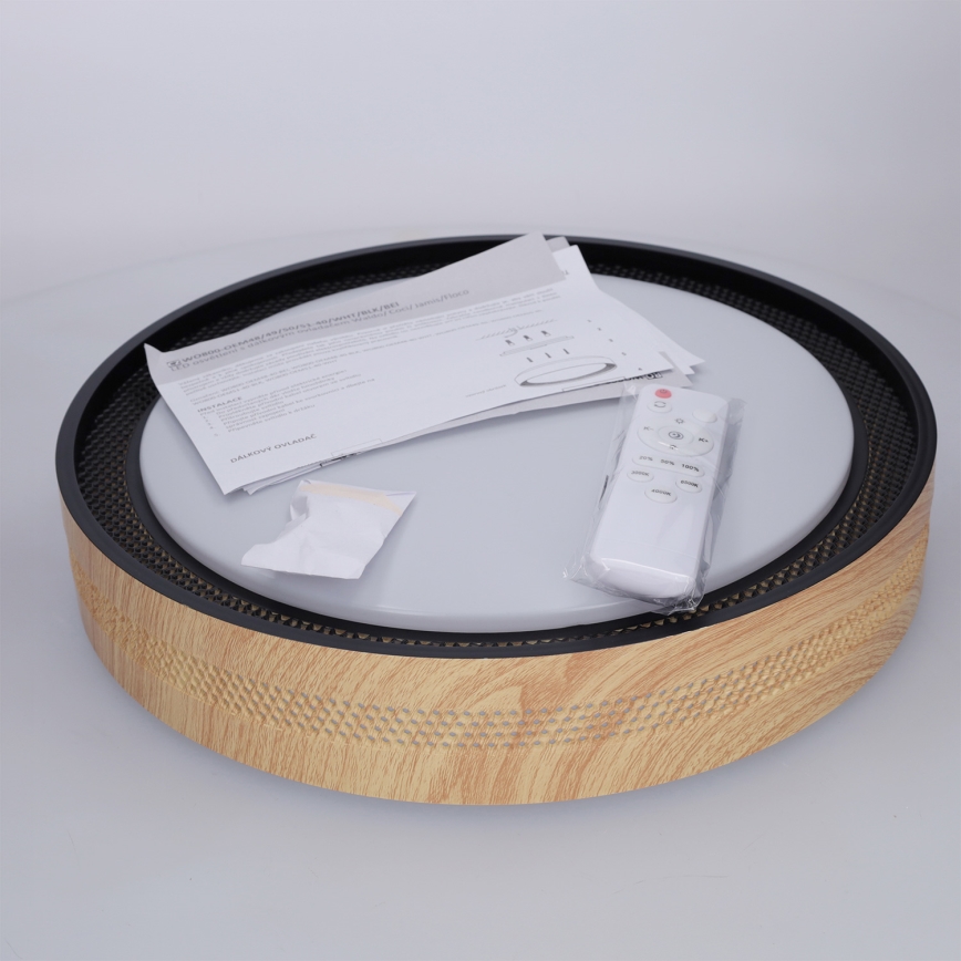 Brilagi - LED dæmpbar loftlampe COCI LED/48W/230V 3000-6500K Ø 39 cm trælook/sort + fjernbetjening