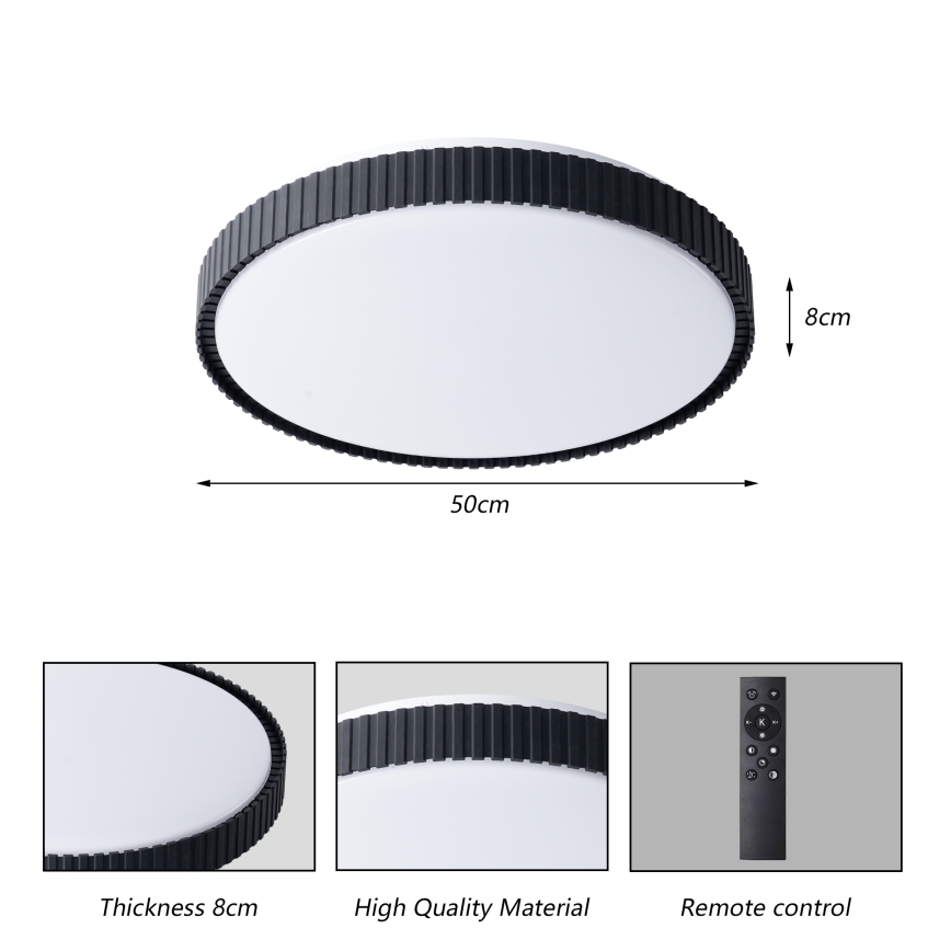 Brilagi - Dæmpbar LED-loftlampe CORVO LED/72W/230V 3000-6000K sort Ø 50 cm + fjernbetjening