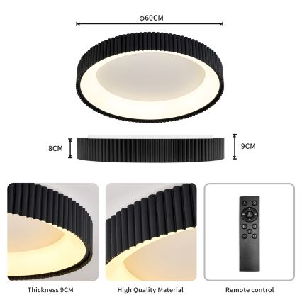 Brilagi - LED dæmpbar loftlampe FALCON MODERN LED/54W/230V 3000-6500K Ø 60 cm sort + fjernbetjening
