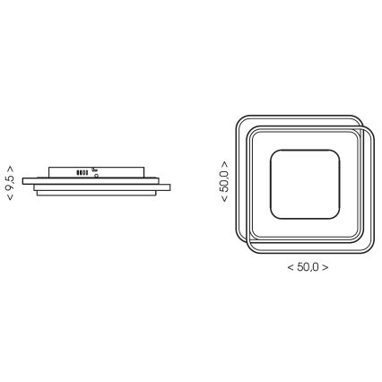 Brilagi - dæmpbar LED-loftlampe FLARE LED/102W/230V 3000-6000K 50x50 cm sort + fjernbetjening