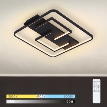 Brilagi - LED-dæmpbar loftlampe FLARE LED/34W/230V 3000-6000K 48x48 cm sort + fjernbetjening