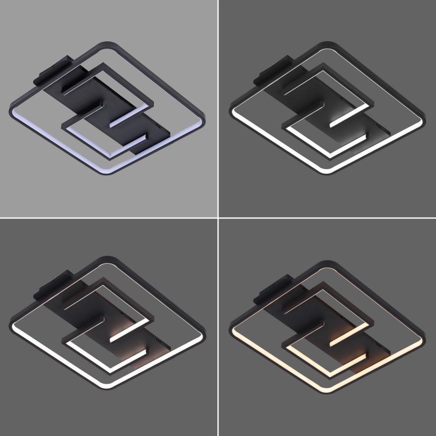 Brilagi - LED-dæmpbar loftlampe FLARE LED/34W/230V 3000-6000K 48x48 cm sort + fjernbetjening