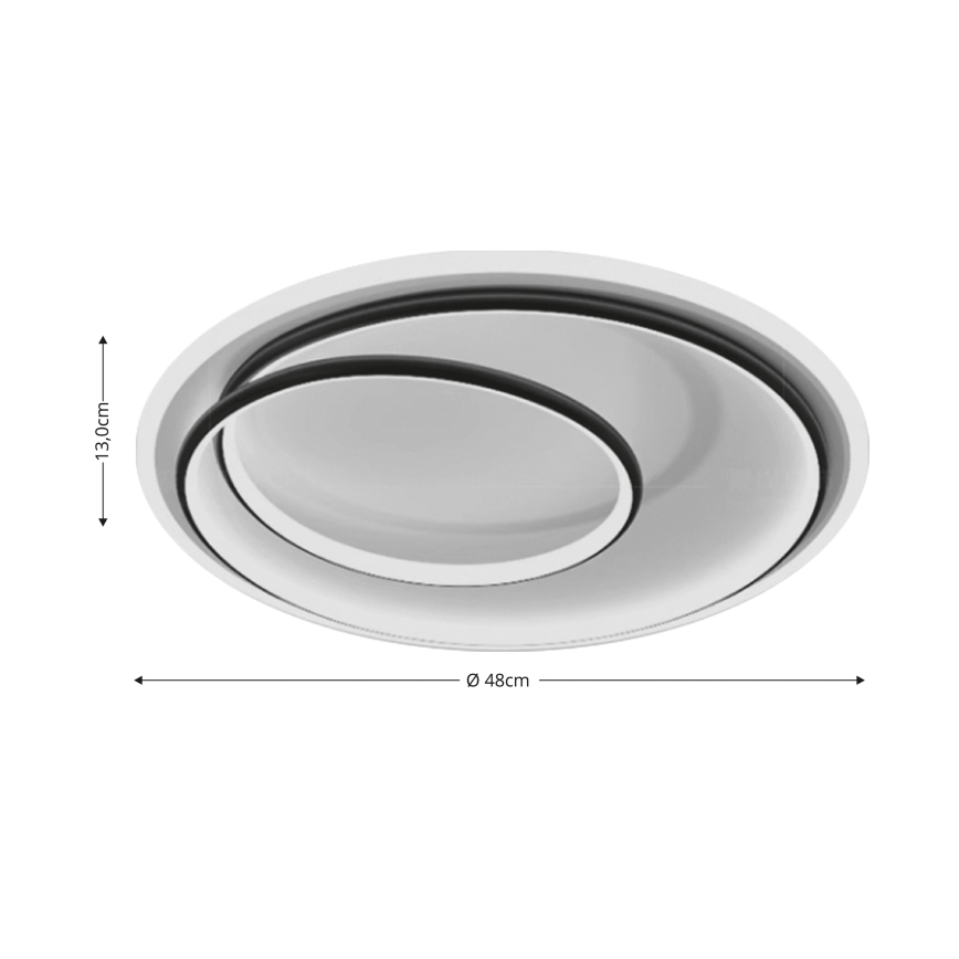 Brilagi - Dæmpbar LED-loftlampe FLARE LED/38W/230V 3000-6000K Ø 48 cm sort/hvid + fjernbetjening