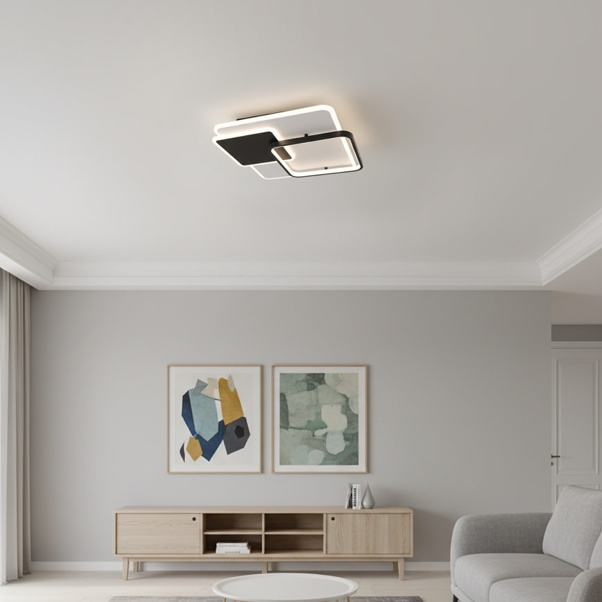 Brilagi - LED dæmpbar loftlampe FLARE LED/64W/230V 3000-6000K 45x45 cm hvid/sort + fjernbetjening