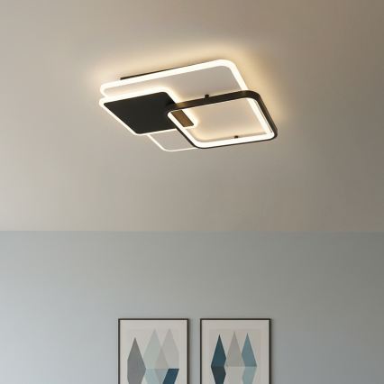 Brilagi - LED dæmpbar loftlampe FLARE LED/64W/230V 3000-6000K 45x45 cm hvid/sort + fjernbetjening