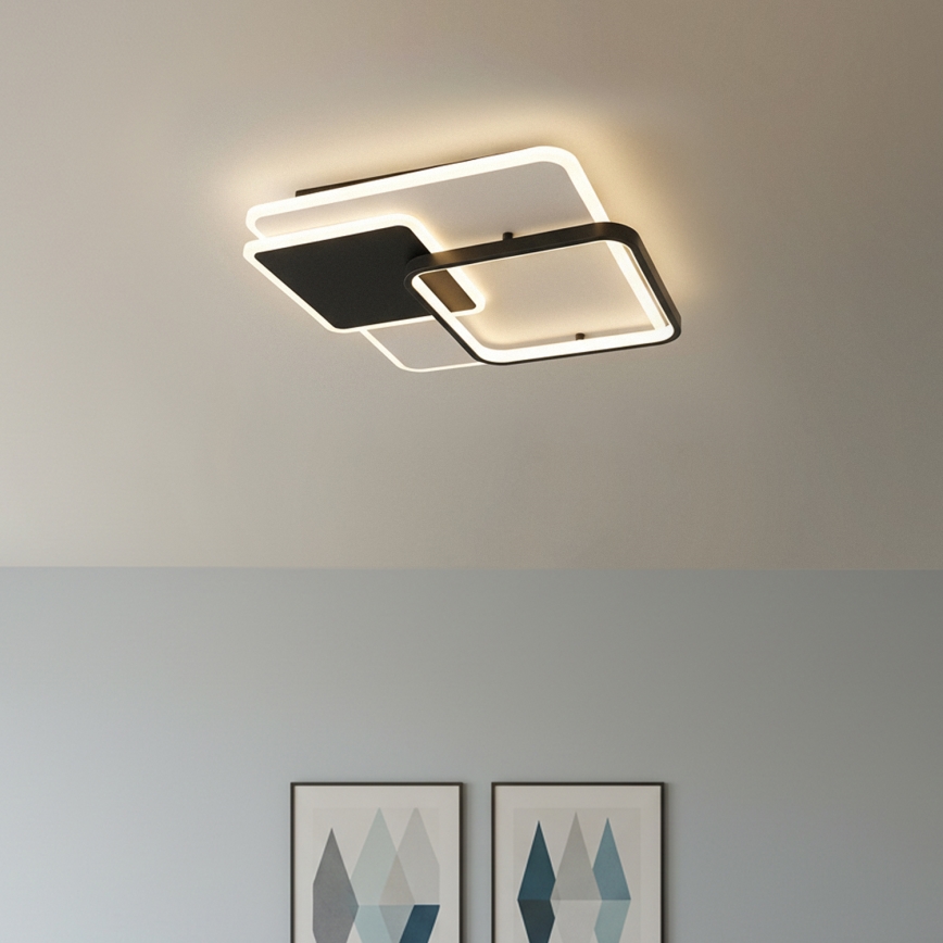 Brilagi - LED dæmpbar loftlampe FLARE LED/64W/230V 3000-6000K 45x45 cm hvid/sort + fjernbetjening