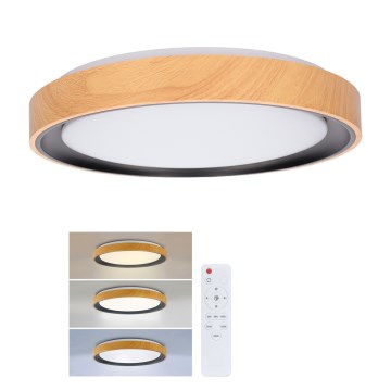 Brilagi - LED-dæmpbar loftlampe FLOCO LED/48W/230V 3000-6500K Ø 40 cm træfinish/sort + fjernbetjening