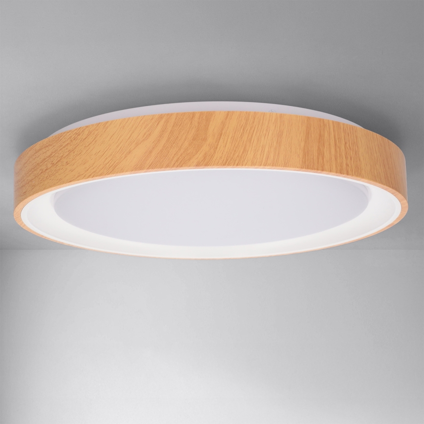 Brilagi - FLOCO LED, dæmpbar loftlampe/48W/230V Ø 40 cm trælook/hvid + fjernbetjening