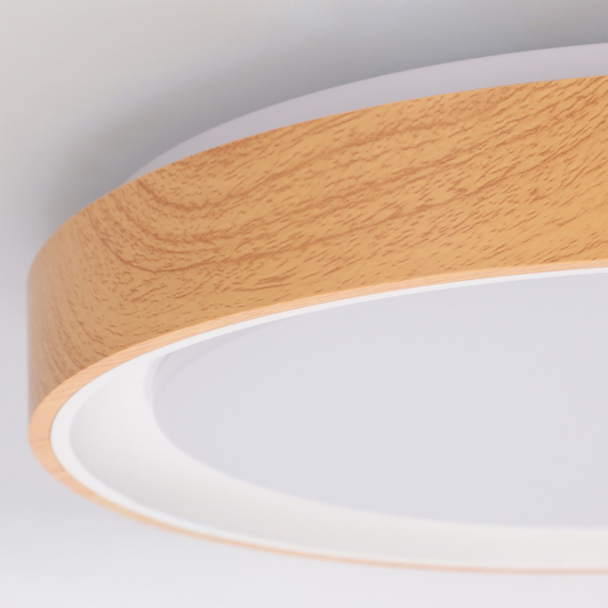 Brilagi - FLOCO LED, dæmpbar loftlampe/48W/230V Ø 40 cm trælook/hvid + fjernbetjening