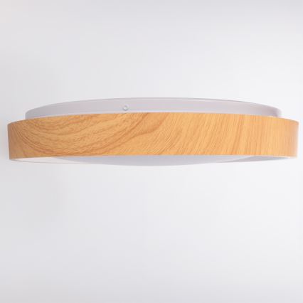 Brilagi - FLOCO LED, dæmpbar loftlampe/48W/230V Ø 40 cm trælook/hvid + fjernbetjening